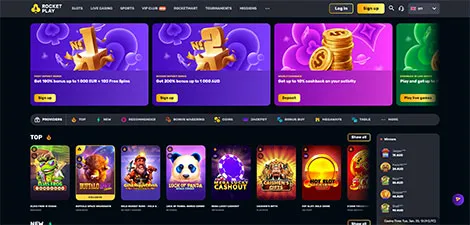 RocketPlay Casino welcome offer screen