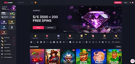 Woo Casino welcome offer screen